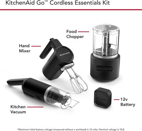 KitchenAid Go™ Cordless Kitchen Bundle - Hand Mixer, Food Chopper & Vacuum in Black Matte