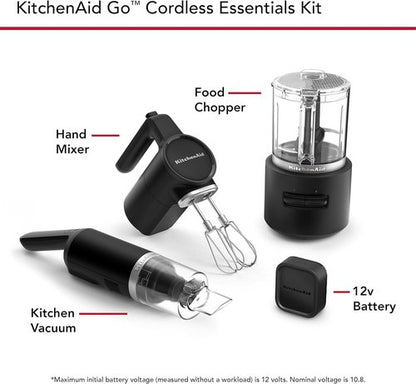 KitchenAid Go™ Cordless Kitchen Bundle - Hand Mixer, Food Chopper & Vacuum in Black Matte