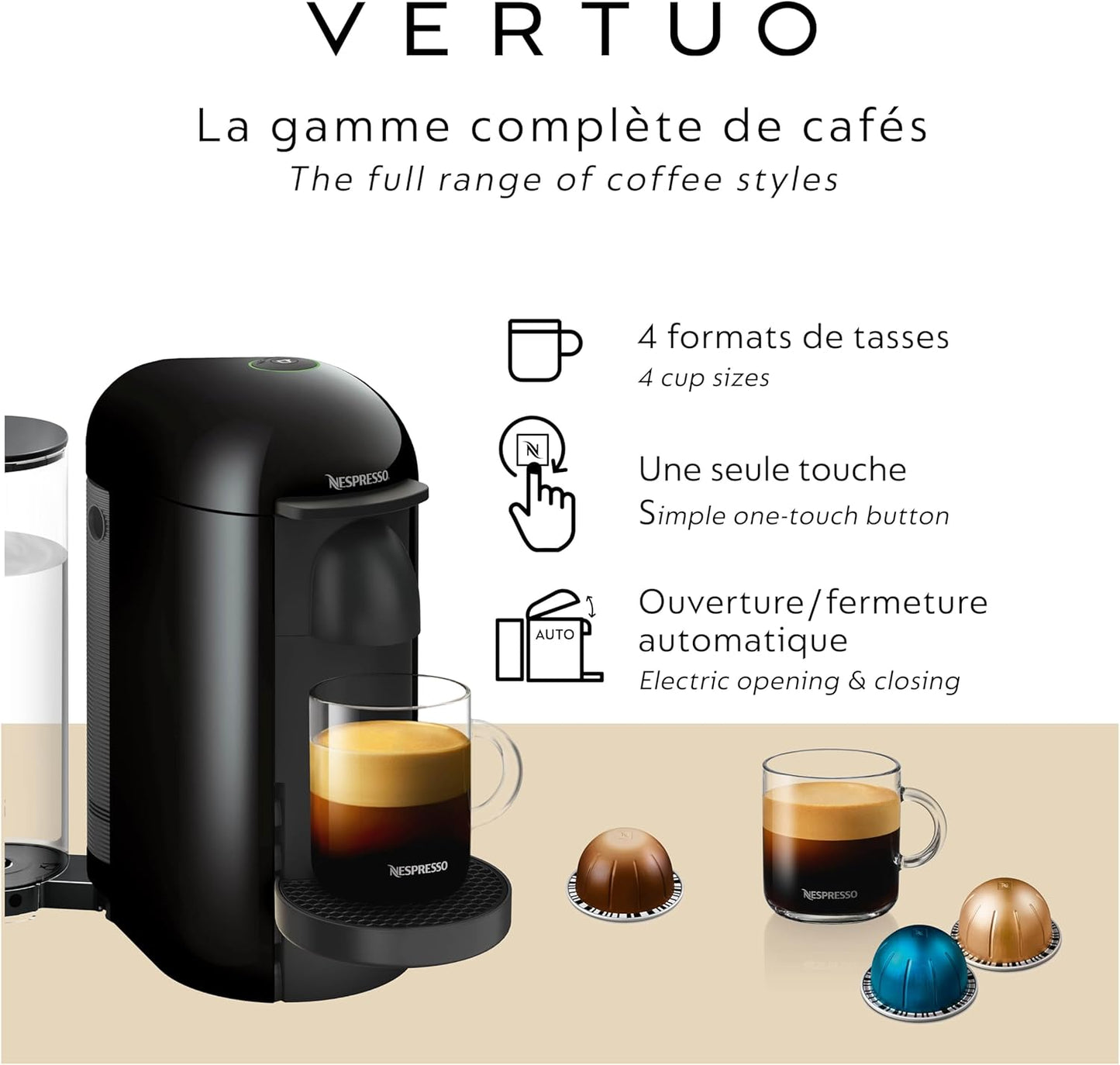Breville Nespresso Vertuo Plus Coffee & Espresso Maker - Sleek Ink Black Design