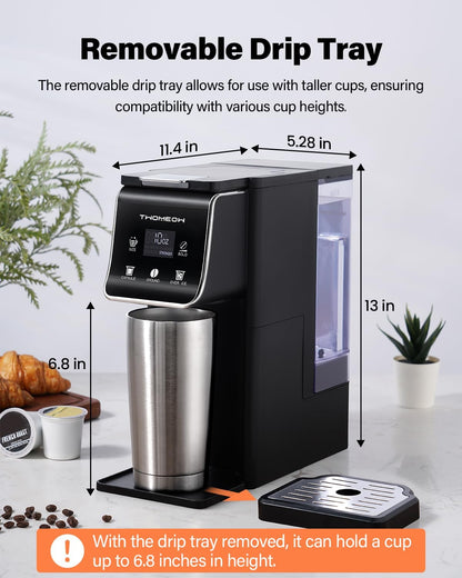 Skiennix Coffee Maker - Hot & Iced Brewing with Bold Setting | 52 Oz Tank, Single Serve for K-Cups & Grounds (Black)