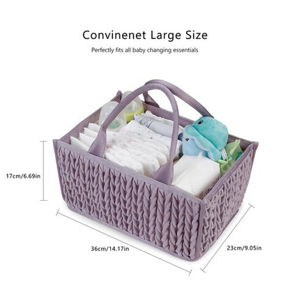 MOMIGO Baby Diaper Caddy Organizer - Fahion Mahua Water-resistent Nursery Storage Basket for Diapers and Baby Wipes, Diaper Stacker Car Organizer, newborn nursery Gift (Purple)