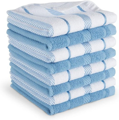 KitchenAid Dishcloth Set - 8 Pack of Soft Blue Velvet and White, 12"x12" for Effortless Cleaning