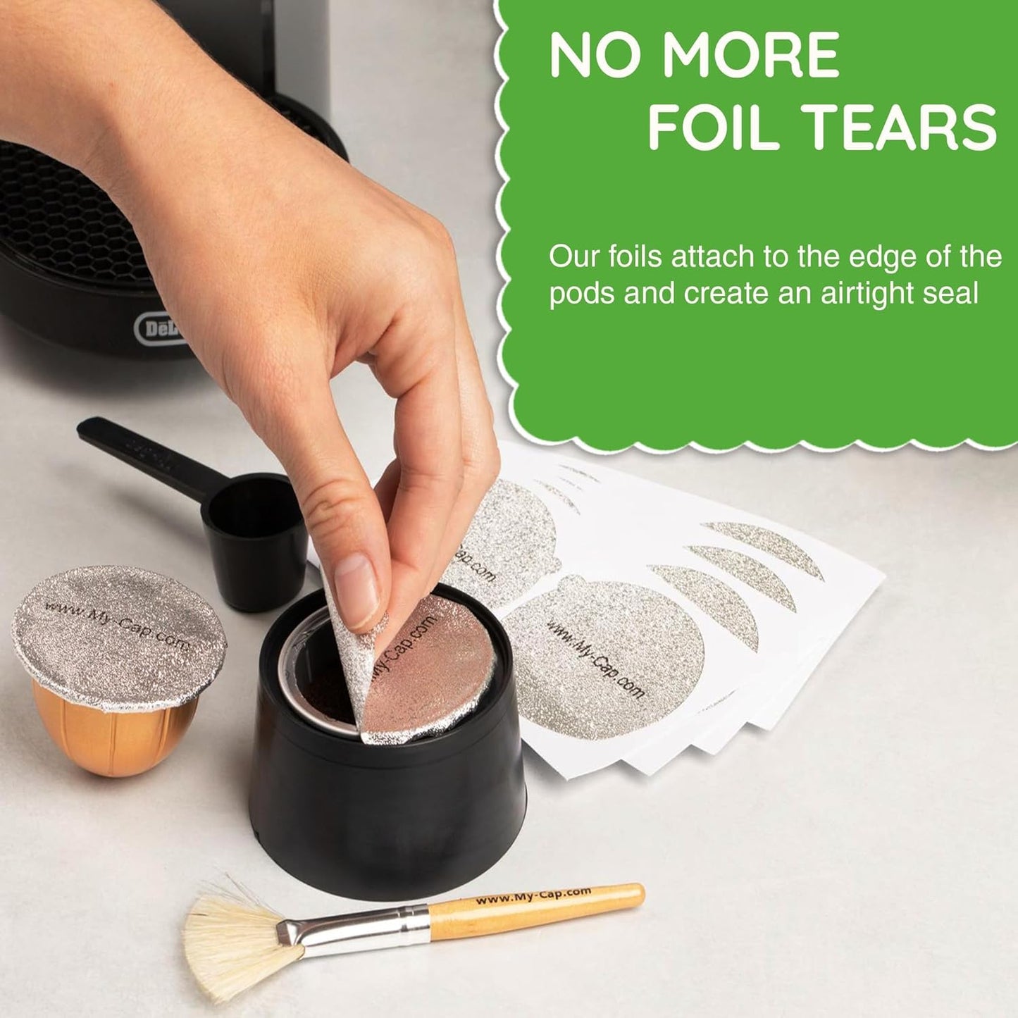 My-Cap Foil Seals for Nespresso Vertuo Pods - Reusable Aluminum Lids to Extend Capsule Life | Pack of 100