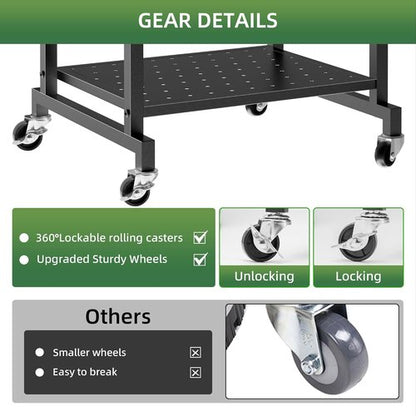 LAKEMID Garden Tool Organizer Stand - Mobile Yard Tool Rack with 2 Hooks | Holds Up to 42 Tools