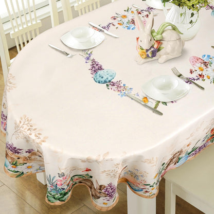 uwdfnwuif Easter Oval Tablecloth 60" x 120" Waterproof Fabric Spring Easter Bunny Table Cloths for Indoor Outdoor Kitchen Dining