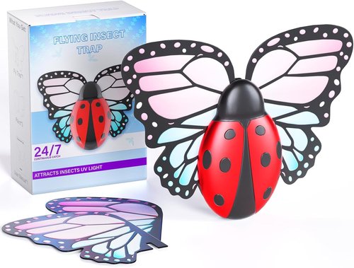 Flying Insect Trap - Indoor Light Fly Trap Captures Flies, Gnats & Moths | 1 Plug-In Device + 3 Refills