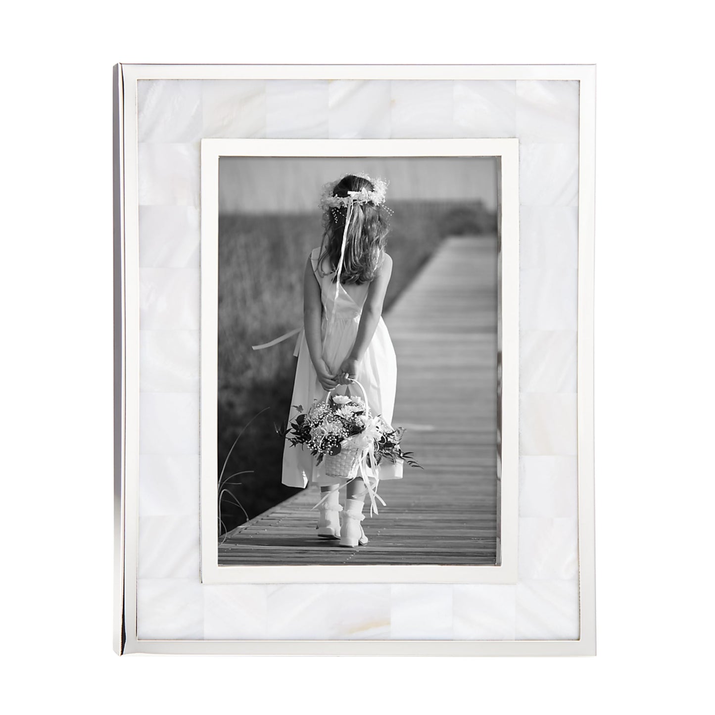 Reed & Barton Mother Pearl Frame, 5 x 7 Inch, Metallic