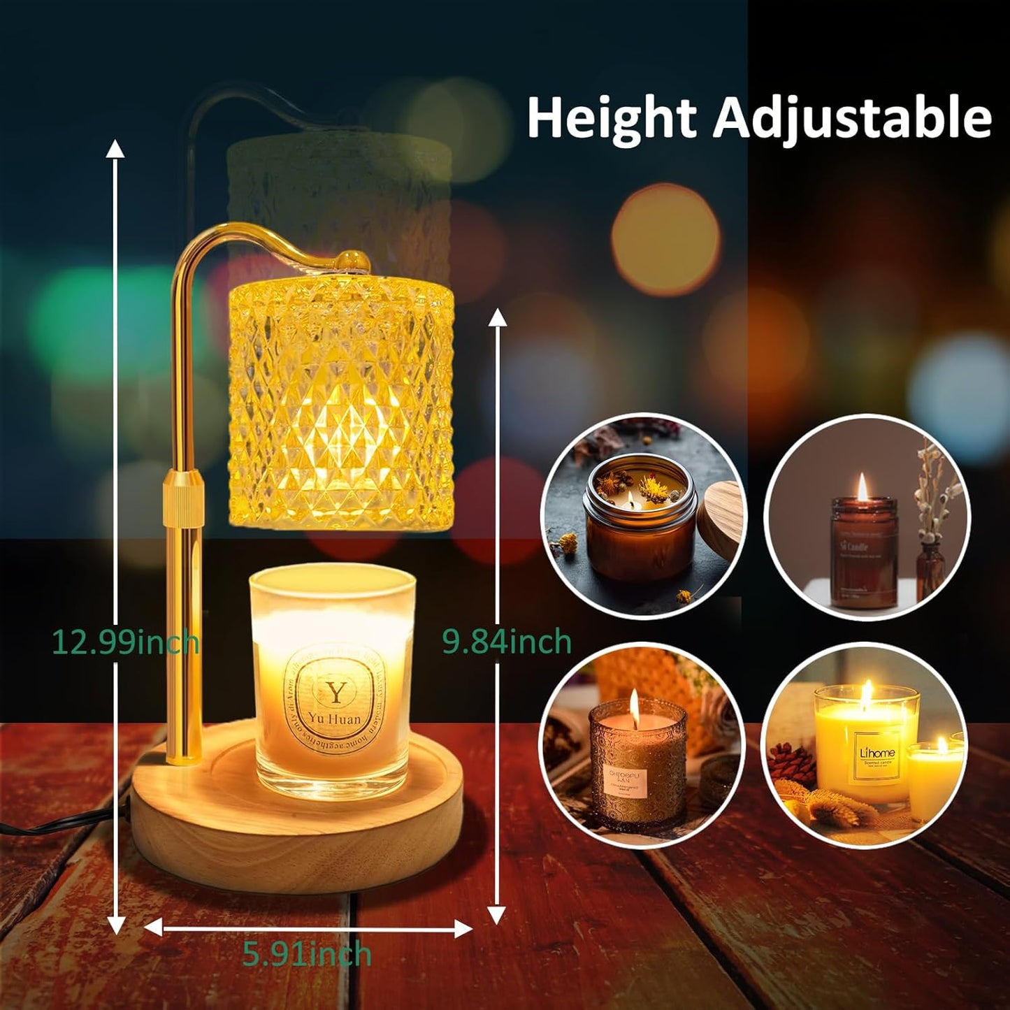 Skiennix Candle Warmer Lamp - Adjustable Height with Timer & Dimmer | Perfect Gift for Women & Home Decor