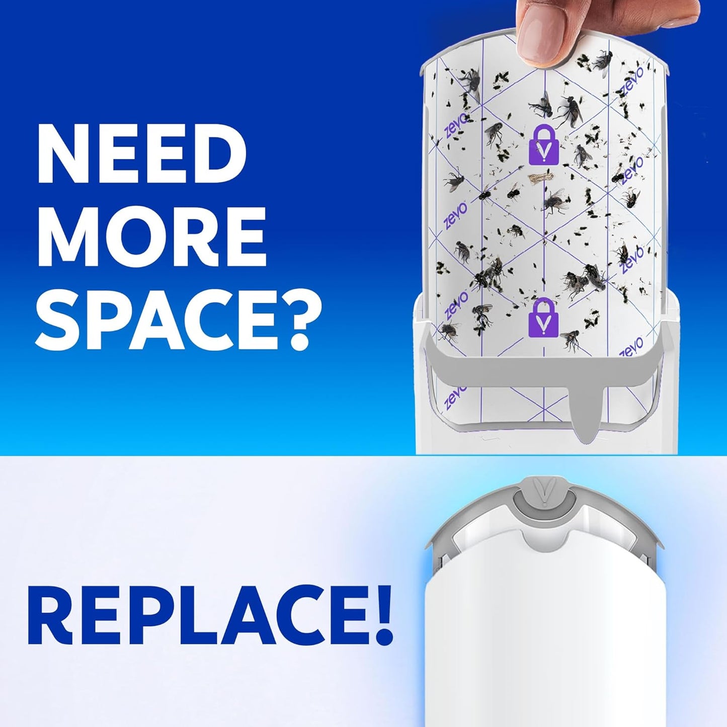 Zevo Flying Insect Trap Official Refill Cartridges - Fits Both Zevo Trap & MAX Indoor Fly Trap - Authentic Trap+Lock Technology to Catch Gnats, House & Fruit Flies (8 Official Refill Cartridges)