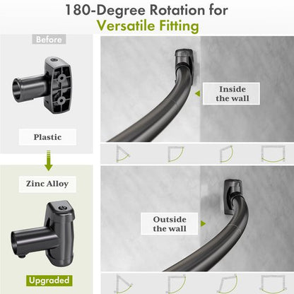 AmazerBath 20-84 Inches Arched Curved Shower Curtain Rod, Heavy Duty Shower Rod Rust Proof Bathroom Curtain Rod, Adjustable Telescoping Design Easy Segmented Installation, Need to Drill, Black