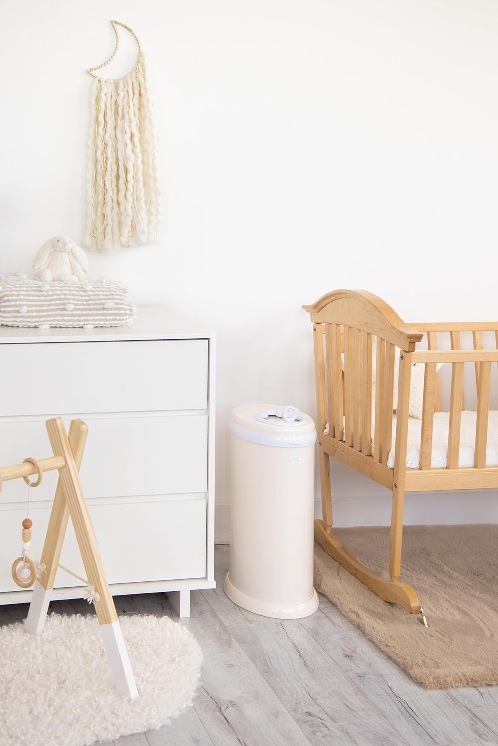 Ubbi Stainless Steel Diaper Pail - Odor Locking Design, No Special Bags Needed | Ivory Color, Award-Winning