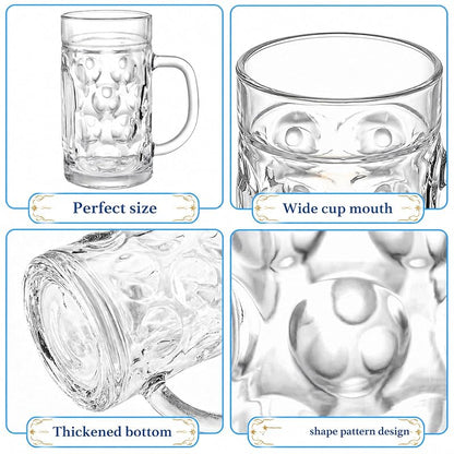 2 Pack 40 oz Glass Beer Mugs with Handles – Freezer Safe Stein Glassware