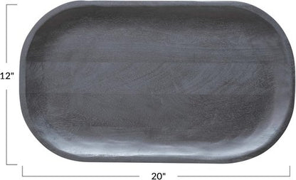 Bloomingville Wide Mango Wood Serving Board - Elegant Black Design for Entertaining