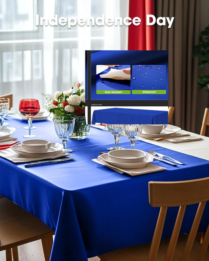 Pureegg Disposable Plastic Tablecloths - 8 Pack, 54 x 108 Inch, Leakproof & Sturdy for Graduation Party, Blue