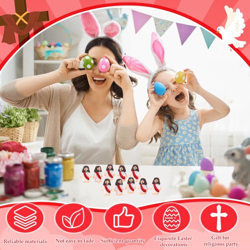 Bememo 50 Pcs Mini Jesus Figures Jesus Loves You Christ Toys Little Christ Figures to Hide and Seek Sunday School Religious Party Favors Gift(Red)