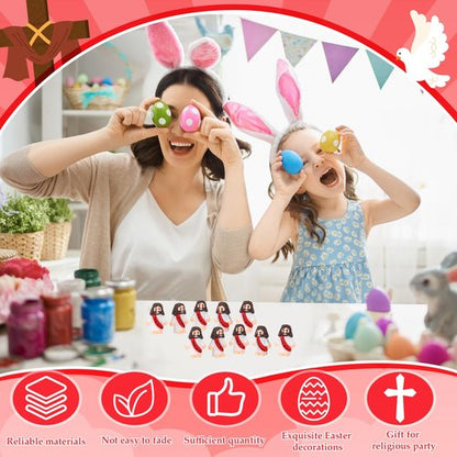 Bememo 50 Pcs Mini Jesus Figures Jesus Loves You Christ Toys Little Christ Figures to Hide and Seek Sunday School Religious Party Favors Gift(Red)