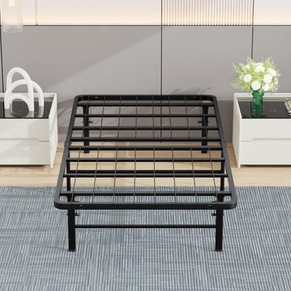 BestMassage | Twin Bed Frame | Metal | Heavy Duty Steel Slats with 6 Legs | Foldable | Sturdy, No Box Spring Needed | Easy to Assemble with Under-Bed Storage | Furniture for Home, Dorms