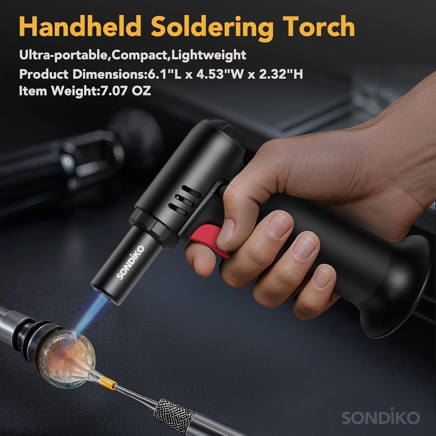 Sondiko Butane Torch Lighters - Refillable Soldering Torch with Adjustable Flame | 2 Pack with Fuel Window