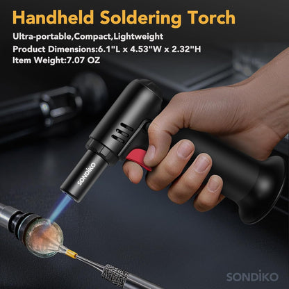 Sondiko Butane Torch Lighters - Refillable Soldering Torch with Adjustable Flame | 2 Pack with Fuel Window
