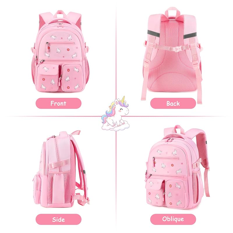 Kids' 3-Piece Backpack Set with Lunch Bag & Pencil Case - Pink Unicorn