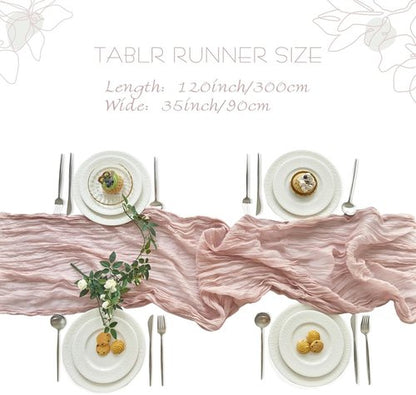 IVAPUPU Cheesecloth Table Runner Set - 10ft Dusty Pink Boho Decor for Weddings & Baby Showers
