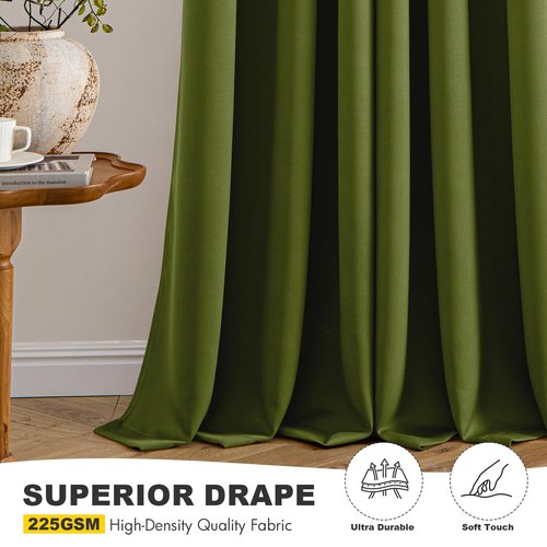 MIULEE Light Olive Green Blackout Curtains for Bedroom Living Room 84 Inches Long 2 panels, Thermal Insulated Room Darkening Drapes Grommet Top Noise Reducing Light Blocking Window Curtains 40x84 Inch