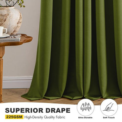 MIULEE Light Olive Green Blackout Curtains for Bedroom Living Room 84 Inches Long 2 panels, Thermal Insulated Room Darkening Drapes Grommet Top Noise Reducing Light Blocking Window Curtains 40x84 Inch