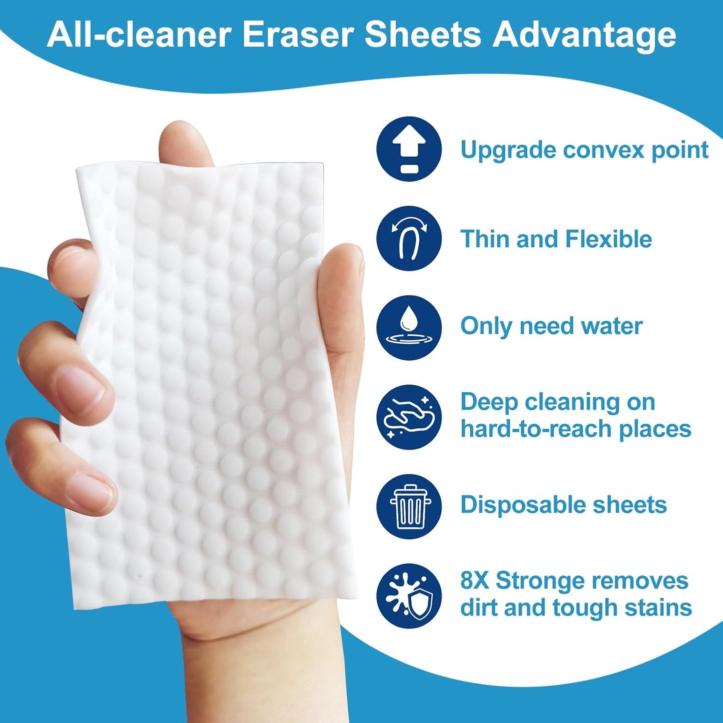 Skiennix Magic Sponge Eraser Sheets - 52 PCS Upgrade Convex Point Cleaning Wipes for Kitchen & Bathroom