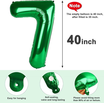 Number 7 Balloon - 40 Inch Dark Green Birthday Decoration for 7th, 17th, 27th, or 70th Celebrations