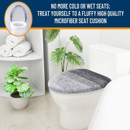 OLANLY Soft Microfiber Bathroom Toilet Lid Cover, Machine Washable Seat Covers, 17.5x15, Stays in Place Rubber Backing, Fits Most Round, Elongated and Oblong Lids, Accessories Decor, Gray