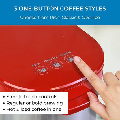 Kenmore Single Serve Coffee Maker - Compatible with Keurig K-Cup Pods & Ground Coffee | Travel Mug Friendly, Auto Shut-Off, Red