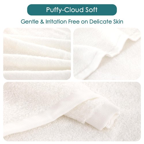 Baby Washcloths 6 Pack, 10x10 inch Heavenly Soft Small White Wash Cloths for Face and Body, Gentle & Safe Face Towel on Sensitive Skin, Baby Essentials Bath Shower Gifts for Newborn Kid Toddler Child