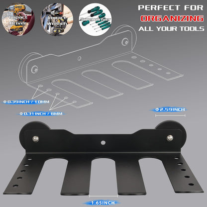 ULIBERMAGNET Power Tool Organizer - Heavy Duty 3-Slot Wall Mount Rack with Screwdriver Holder | Ideal for Garage & Workshop
