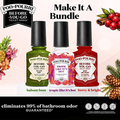 Poo-Pourri Tropic Like It's Hot | Berry & Bright | Balsam Bum 2 Ounce Set - Odor Eliminator