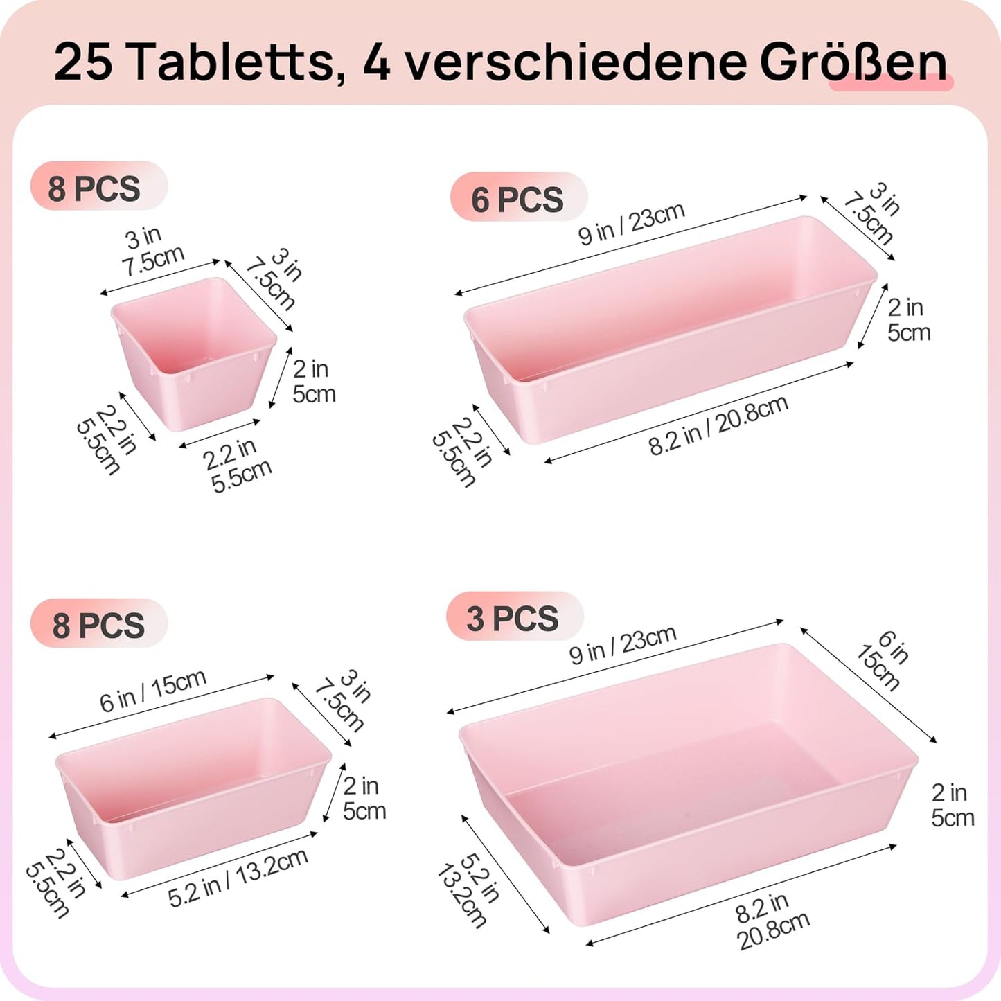 Vtopmart 25 PCS Plastic Drawer Organizers - Versatile Bathroom & Vanity Storage Trays | Ideal for Makeup, Kitchen & Office