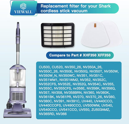 VIEWALL Replacement Filter for Shark Navigator Lift-Away NV360 NV352 | High-Efficiency XHF350 & XFF350