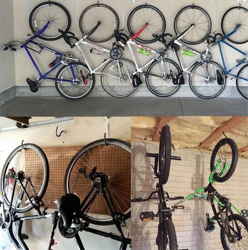 Bike Hooks - Pack of 4 Durable Garage Bike Hangers | Easy Off Wall Mount Storage Solution