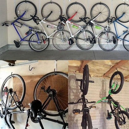 Bike Hooks - Pack of 4 Durable Garage Bike Hangers | Easy Off Wall Mount Storage Solution