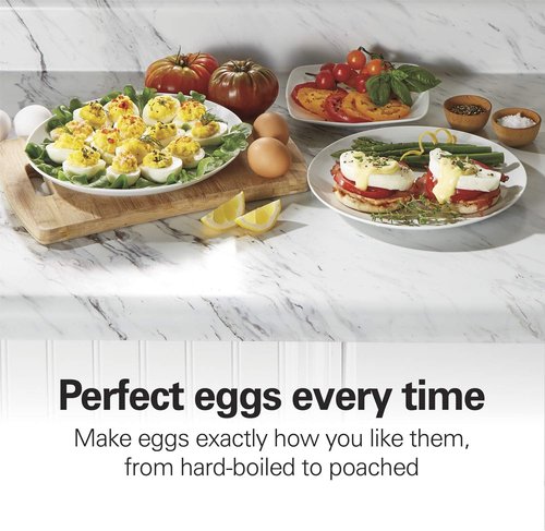 Hamilton Beach 3-in-1 Electric Egg Cooker - Hard Boiled, Poached, Omelet & Vegetable Steamer, 14 Capacity, Black