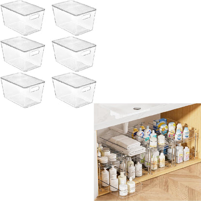 Vtopmart 6-Pack Storage Bins | Under Sink Organizer Set for Clutter-Free Spaces