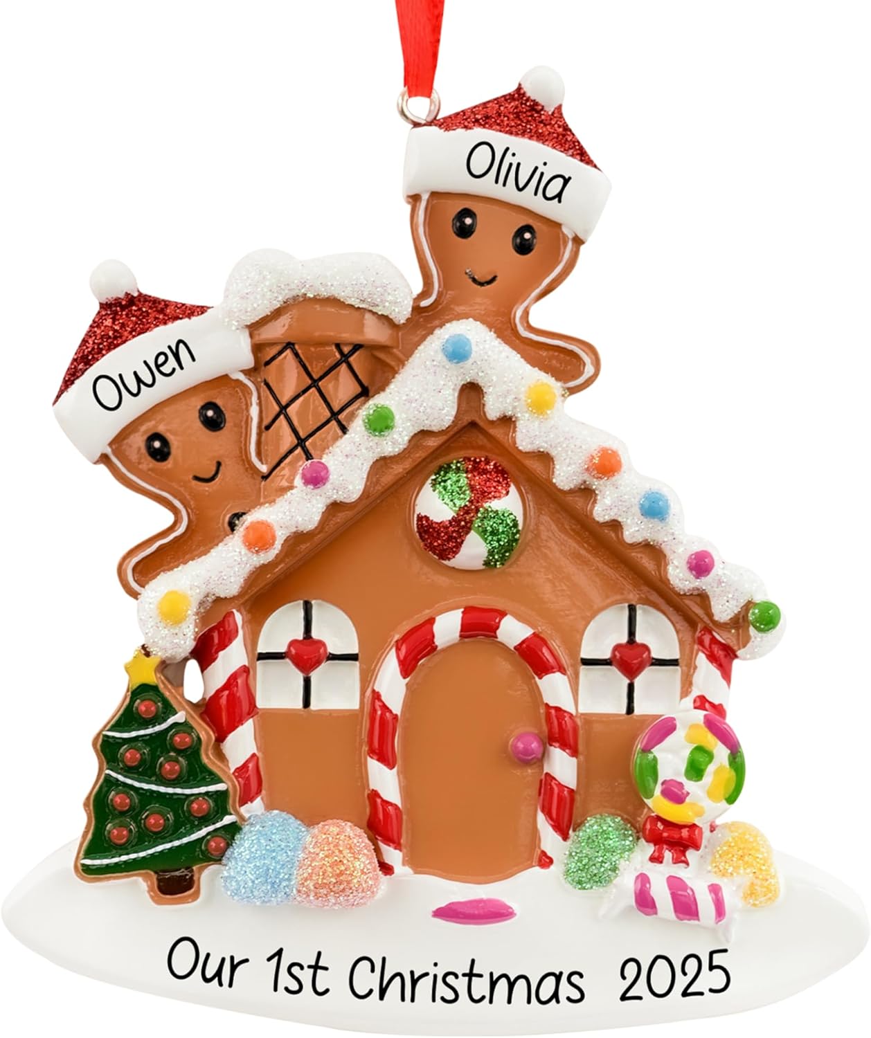 Personalized Gingerbread House Couple Christmas Ornament 2025 - Custom Name & Year | Sweet Home Family Keepsake