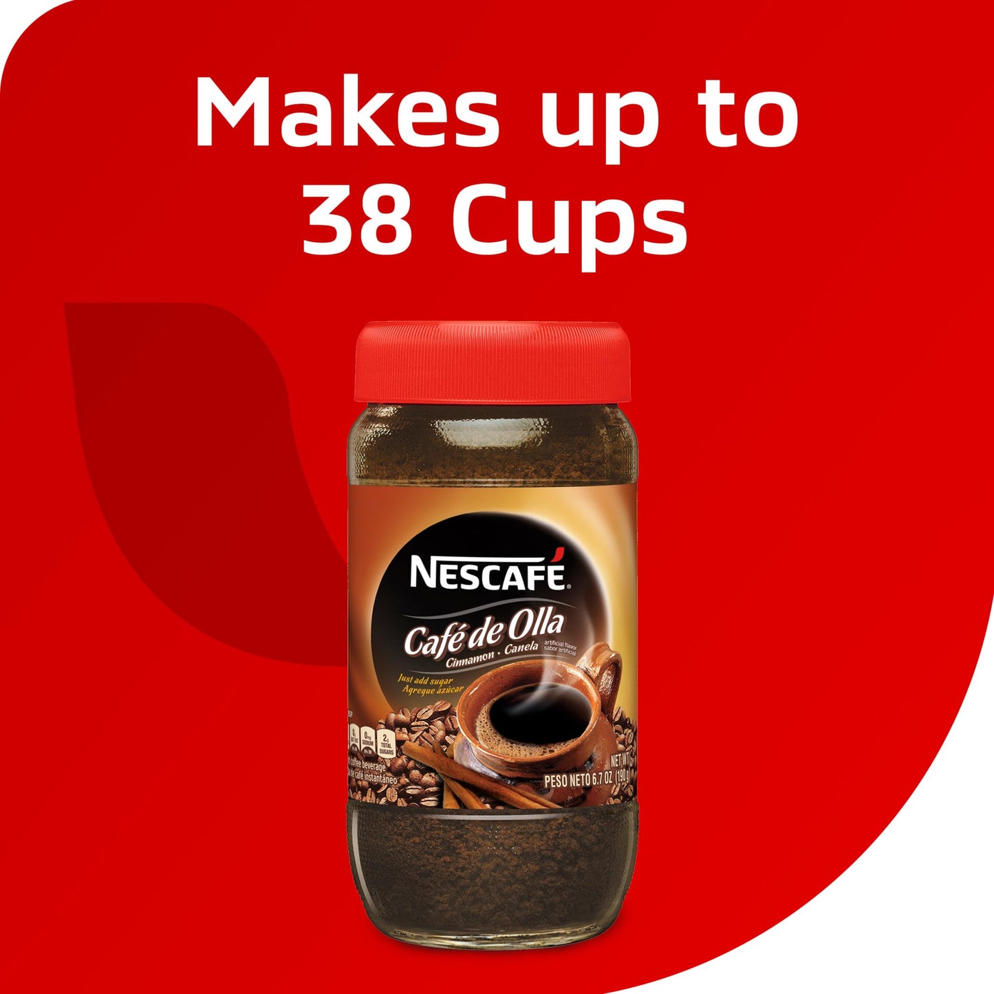 NESCAFE Cafe de Olla, Cinnamon Flavored Instant Coffee, 6.7 oz. Jar