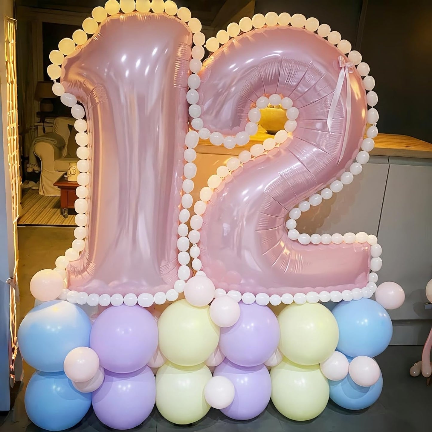 Pastel Pink Number 6 Balloons - 40 In Large Foil Helium Balloons for Girls' Birthday Party
