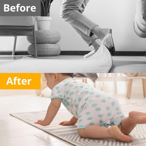 Daisyhome Rug Tape - 12 PCS Double-Sided Adhesive Gripper for Hardwood Floors | Reusable Anti-Slip Area Rug Pads