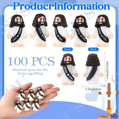 Bememo 100 Pcs Little Jesus Figures - Original Design Pocket Rubber Toys for Easter Gifts & Parties