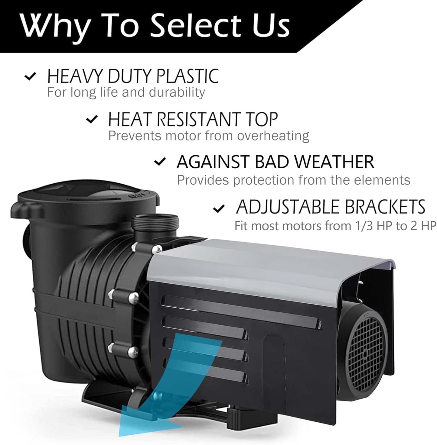RunNico Pool Pump Cover - Adjustable ABS Protection for Above Ground Swimming Pool Units