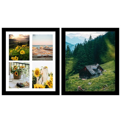 JCJMY 12x16 Picture Frame, 5x7 Collage Picture Frame, Display 4 Pcs 5x7 Photos or 12x16 Picture, Four Opening 5x7 Collage Frame for Wall Hanging, Lightweight 5 x 7 Multi Photo Frame, Black