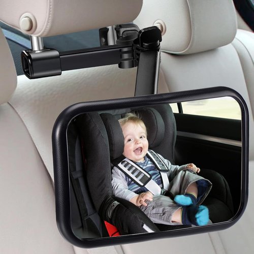 Baby Car Mirror - 360° Flexible Arm for Clear View | Easy Install Hook Clip for Rear Facing Infants