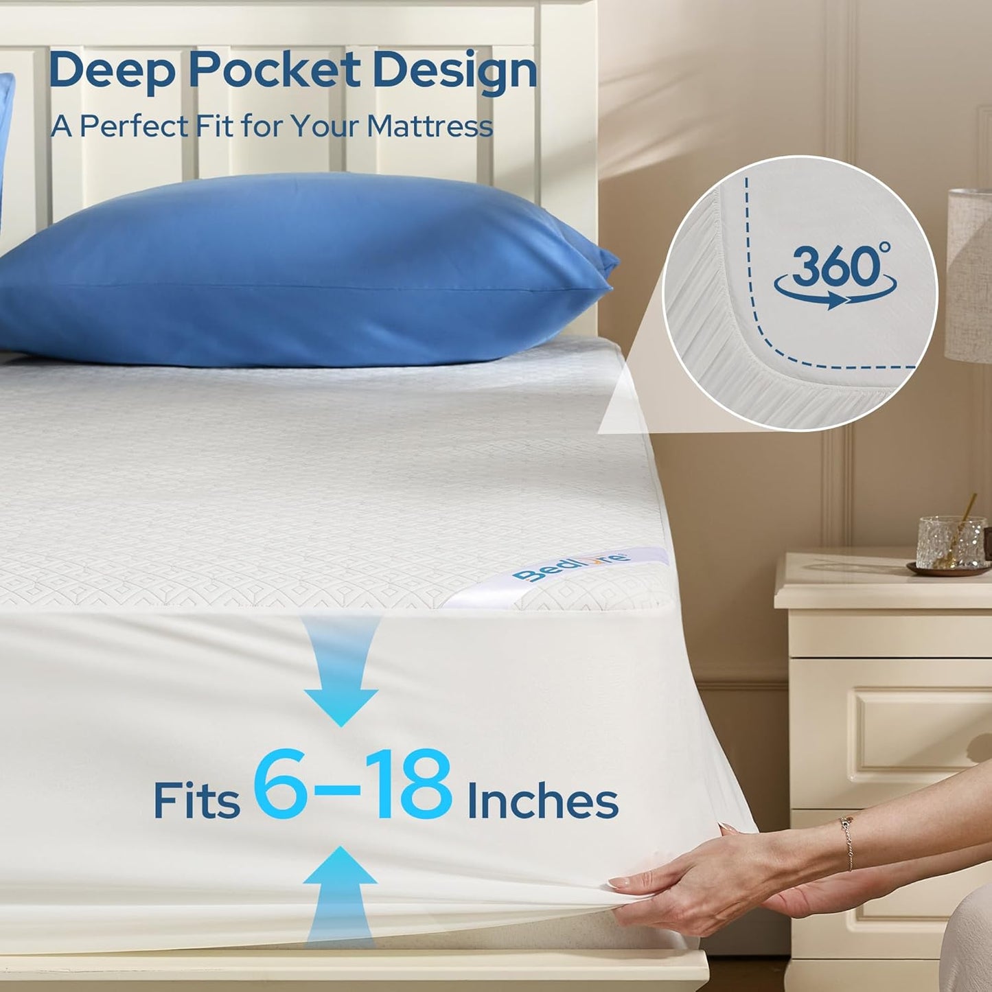BEDLORE King Mattress Protector - Waterproof, Noiseless Cover for 6-18 Inch Mattresses | Soft & Breathable