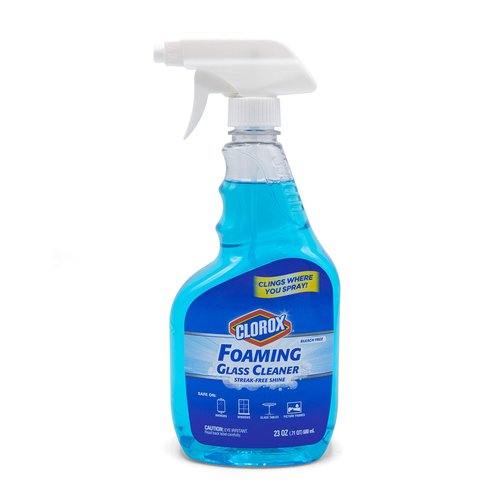 Clorox Foaming Glass Cleaner Trigger Spray, Streak Free No Drip Formula for Windows, Mirrors, and Glass Surfaces, All Purpose Household Cleaning Spray in Fresh Scent, 23 Ounce